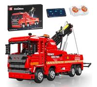 Mould King 19017 Technik Camion de pompiers télécommandé - Blocs de serrage pneumatiques - Camion de secours - Briques de construction pour garçons et adultes (1653 pièces)