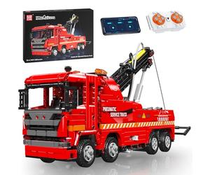 Mould King 19017 Technique télécommandée Camion de pompier, briques de serrage, pompiers pneumatiques, camion de sauvetage, pour garçons et adultes (1653 pièces)