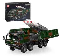 Mould King 20045 Technik RC Panzer Tank Blocs de construction militaire Jouet avec 3 fusées, véhicule de lancement de fusées pour les fans militaires et les amateurs (3594 pièces)