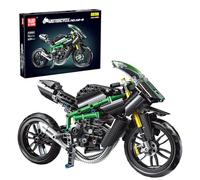 Mould King 23002 Technique Kawasaki Ninjaa H2R Blocs de construction de moto Jouets de course Supermoto Blocs de construction compatibles avec d'autres marques (639 pièces)