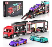 Mould King 24078 - Jeu de construction semi-camion, 997 pièces, modèle de véhicule de transport de voiture de sport et 2 voitures de course pour adultes/adolescents/passionnés, jouet de construction