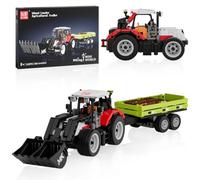 Mould King 24093 Technique Blocs de construction Tracteur avec remorque Classique Tracteurs Blocs de Construction Ferme Véhicules Jouet avec Pelle pour Garçons et Adultes (504 Pièces)