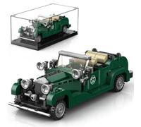 Mould King 27105 - Ensemble de construction de voiture vintage, kit de blocs de construction de voiture classique de luxe à toit ouvert Roadster, jouet rétro britannique vert pour garçons, adolescents