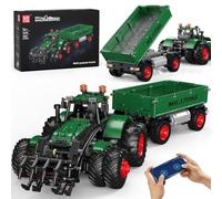 Mould King Blocs de construction technique tracteur avec remorque, 14+ | 2368 pièces, application et télécommande, tracteur technique verte avec remorque pour adolescents à partir de 14 ans.