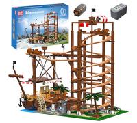 Mould King Kit de construction de montagnes russes technologiques 11013, grandes montagnes russes à double hélice avec blocs de construction de moteurs, modèle de sous-verre à boucle technique, bloc