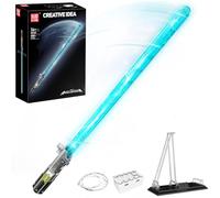 Mould King Lot de 1089 blocs de construction sabre laser avec support - Épée lumineuse LED rechargeable pour adultes et enfants - Pour anniversaire, Thanksgiving, Noël, Halloween, cosplay (1089 +