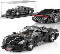 Mould King MOC 27096 Voiture Noire Speed Champion Technik Ensemble de construction de voiture et vitrine en acrylique, cadeaux pour adultes/adolescents, modèles de véhicules créatifs cool pour 14 ans
