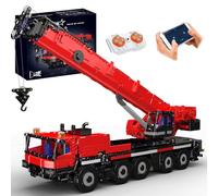 Mould King Technique Chariot de remorquage Grue Blocs de serrage Modèle de blocs de construction de camion 3218 pièces Kit de montage à distance Chariot pneumatique pour adultes et adolescents (rouge)