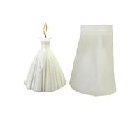 Moule 3D en Silicone for robe de mariée, outil Production résine gypse, bougie, bloc glace au chocolat, Kit cuisson, 2 pièces Pour Bougie(White01)