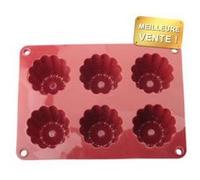 moule 6 cannelés silicone 20*15cm rouge Rouge G