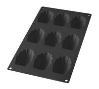 Moule 9 madeleines gourmet noir silicone 30.00x17.50 cm