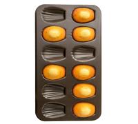 Plaque 12 madeleines - GOBEL - 39.5x20cm - Acier anti-adhérent - Marron