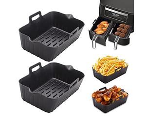 Moule à air en silicone Alyvisun, 2 pièces, accessoires pour friteuse sans huile, réutilisables, pour cuisine, four, micro-ondes, noir, 17,5 x 12 x 6 cm