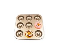 Moule à beignet anti-adhésif à 9 cavités en acier carbone pour donuts muffins cupcakes Doré (un style)