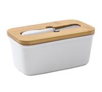 Moule À Beurre En Céramique Avec Couvercle En Bambou Et Joint En Silicone - Convient Pour 250 G Et 500 G De Beurre, Conception Écologique