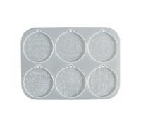Moule à bijoux de Noël à 6 trous - Texture en silicone de qualité alimentaire - Pour boucles d'oreilles, porte-clés, festivals, projets d'artisanat - Fournitures de fabrication de bijoux en silicone