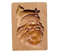 Moule à biscuits en bois 3D du Père Noël, tampon de presse à gaufrage sculpté pour la pâte pâtisserie, les biscuits, le pain, les muffins et le fudge - Coupe-