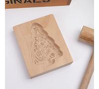 Moule à biscuits en bois sculpté, arbre de Noël, moule à biscuits en bois multi-motifs, convient pour les cookies, le pain d'épices, l'épicerie, la pâte d'amande et les tartes au chocolat (motif-7)