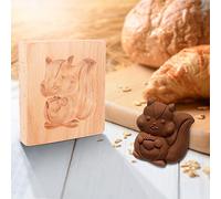 Moule à Biscuits en Bois Sculpté - Modèle de Pain d'épice en Forme de Petit Écureuil - Emporte-Pièce en Bois Sculpté pour la Décoration de Cuisson