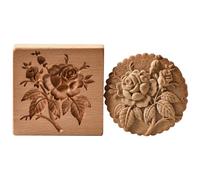 Moule à biscuits en bois sculpté - Moule amusant 3D en forme de cœur rose - Pour Noël, Pâques, Thanksgiving, Saint-Valentin, anniversaire, cuisine, bricolage (rose #1)