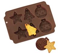 Moule à biscuits en silicone - ORION - Motifs de Noël - Marron - 23x17x1,5 cm - Résistant -40°C à +220°C