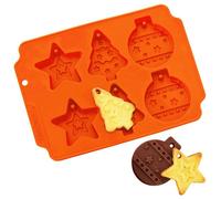 Moule à biscuits en silicone - ORION - Orange - 23x17x1 5 cm - Motifs Noël - 6 formes - Résistant -40°C à +220°C