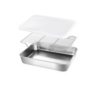 Moule À Biscuits Rectangulaire En Acier Inoxydable Avec Grille De Refroidissement Amovible, Ustensile De Cuisine Antiadhésif, Adapté Au Four(26x20x5cm)