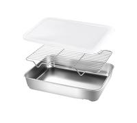 Moule À Biscuits Rectangulaire En Acier Inoxydable Avec Grille De Refroidissement Amovible, Ustensile De Cuisine Antiadhésif, Adapté Au Four(31x24x5cm)