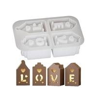 Moule à bonbons en silicone Love House, moule de coulée en résine Romantic Love House | Outil de décoration de gâteau de cuisson à 4 cavités, fournitures de fabrication de savon silic