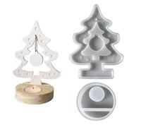 Moule À Bougeoir En Silicone - Moule en Silicone pour Support de Bougie en Forme de Sapin de Noël | 2 Pièces Moules Ciment Artisanat Décoration pour Fête Dîner Mariage Centre de Table Maison