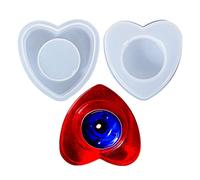 Moule à bougeoirs en silicone, 2 moules en résine époxy en forme de cœur pour bougeoir, bougie chauffe-plat votive, boîte de rangement à bijoux, cendrier, décoration de maison