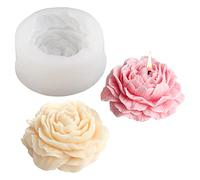Moule à bougie 3D en silicone pour bougies en forme de pivoine et fleur de pivoine - Moule en silicone de qualité alimentaire pour cire de soja, cire d'abeille - Pour faire soi-même des bougies