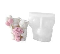 Moule à bougie antiadhésif en forme d'ours 3D, 9 x 7 x 9,5 cm, avec formes amusantes, moule en silicone flexible, moule en résine avec design décoratif, moule pour cire et plâtre
