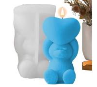 Moule à Bougie avec Ours - Moule pour Production de résine pour Statue d'ours avec cœur | Moules en Silicone pour Saint Romantique, Moule en résine époxy avec Ours Assis an