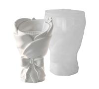 Moule à bougie bouquet de fleurs Moulage pour Pot Floral Plâtre Contenant | Moule Vase Fleur Silicone Design Nœud et Cœur Pour résine béton argile ciment plâtre anniversaire fête des mères J-5835-2