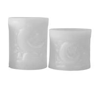 Moule à bougie cylindrique en Silicone 2 pièces moules de fabrication de bougies avec motif lune et d'étoiles pour bricolage moules bougies faciles à démouler