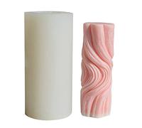 Moule à bougie cylindrique en Silicone à ondulation d ' eau, SMALL | Moule en résine époxy en forme de cylindre à rayures géométriques, pour la fabrication de bougies à bricoler