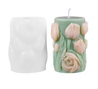 Moule a Bougie Cylindrique,Moules a Bougie Tulipe en Silicone 3D,Moules a Bougies Piliers pour la Fabrication de Bougies en Cire,Savons,Artisanat,Décoration de Gâteau Fondant