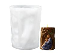 Moule à bougie de Jésus - Moule en silicone arbre de vie, moule à bougie chrétienne, forme de relief en silicone pour résine plâtre, parfait pour décorations de Noël, fabrication d'arômes, projet
