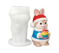 Moule à bougie de Pâques en silicone réutilisable en forme de figurine d'aromathérapie - Moule en plâtre en forme de lapin de Pâques - Vacances, anniversaire, bureau, chambre, bureau, jour de la
