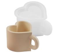 Moule à bougie en de cœur en silicone souple en de cœur, outil de moulage antiadhésif, finition lisse, de plâtre en résine, chocolatière | Bougie de cuisson artisanale créative,