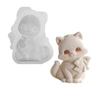Moule à bougie en forme de chat | Silicone, 2,9 pouces x 1 pouce x 3,7 pouces, 65 g | Nœud papillon Kitty moule pour, cire de soja, résine | Moule artisanal mignon animaux bricolage