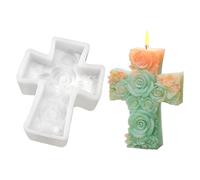 Moule à bougie en forme de croix - Motif floral 3D de Jésus - Moule en silicone de qualité supérieure - Facile à utiliser - Moule en résine pour bougies - Moule en époxy multi-usages pour décoration