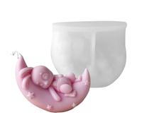 Moule à bougie en forme de lapin en forme de lune - Accessoire de fabrication de bougies en silicone de qualité alimentaire | Moule à bougie 3D en résine de lapin | Moule polyvalent en argile époxy