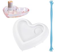 Moule À Bougie En Résine, Moule Resine En Silicone En Forme De Coeur, Moule Résine Epoxy, Moule À Bougie En Coeur, Moule Résine Avec 1 Barre D'agitation Organisateur De Bijoux Decor
