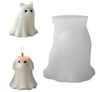 Moule à bougie en silicone 3D en forme de fantôme d'Halloween, chiot, chaton, animaux mignons, moules en résine pour moulage de bricolage (chaton)
