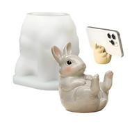 Moule à bougie en silicone 3D réutilisable en forme de lapin | Moule pour fabrication de supports de téléphone portable pour savon, résine, bricolage, bougies, argile, maison
