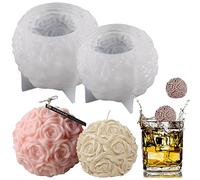 Moule à Bougie en Silicone Boule Rose - 6cm, 8cm - Pour Saint Valentin, Mariage (2 Pièces)