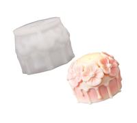 Moule à bougie en silicone en forme de fleur, moule artisanal décoratif rond pour la fabrication de bougies, le moulage de résine et la fabrication de savon, blanc réutilisable, moulage floral à fleur