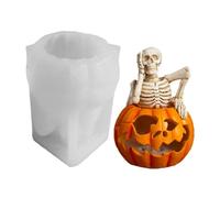 Moule à bougie en silicone en forme de tête de mort en citrouille - Décoration de bureau effrayante en résine d'aromathérapie faite à la main pour fondants, biscuits, gâteaux, bonbons, cupcakes